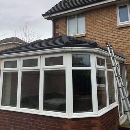 Showing tiled conservatory roof in Glasgow